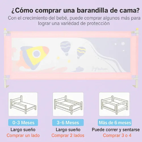 Baranda De Cama Infantil Plegable 180 Cm Seguridad Niños