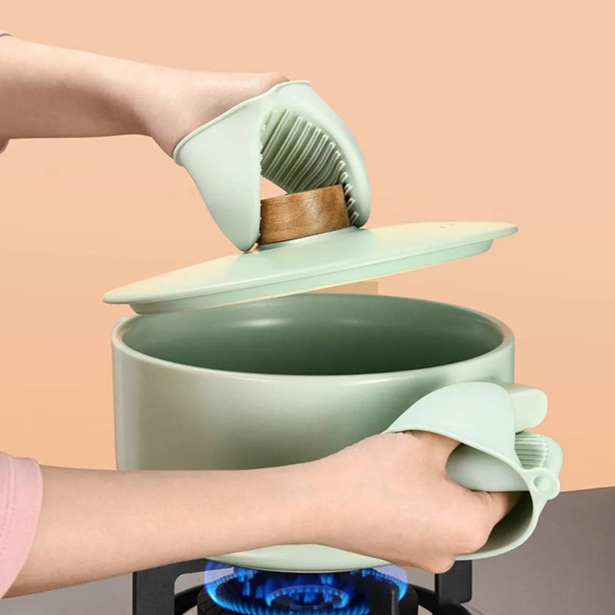 2 Guantes Para Horno Protector Guante De Silicona Cocina