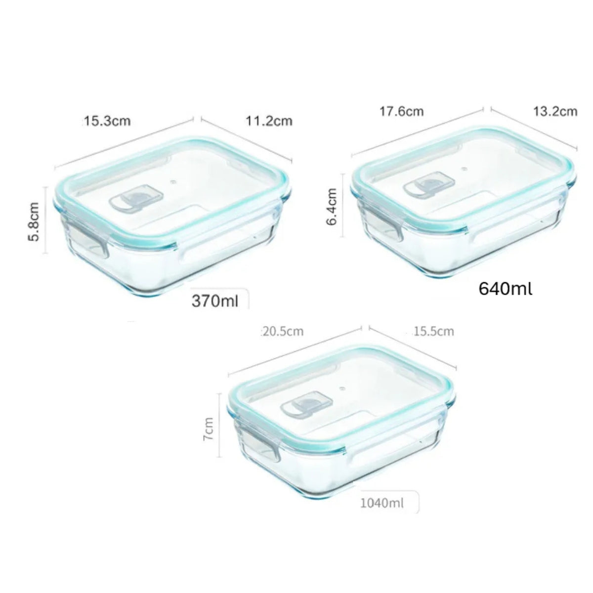 Set 3 Taper Vidrio Contenedor Hermetico Para Comida Tapper