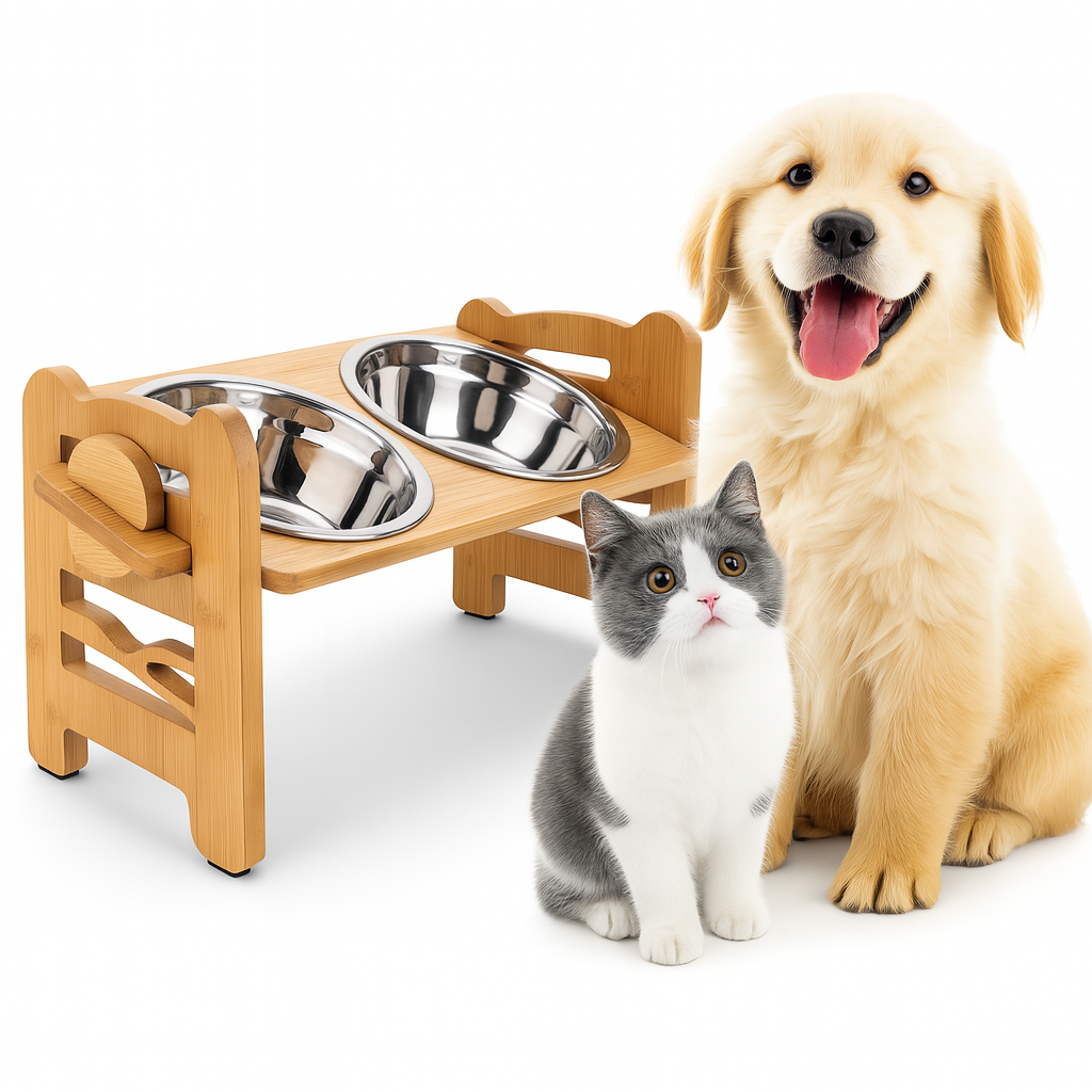 Plato 2 En 1 Comedero Bebedero Ajustable Para Mascotas Perro Gato