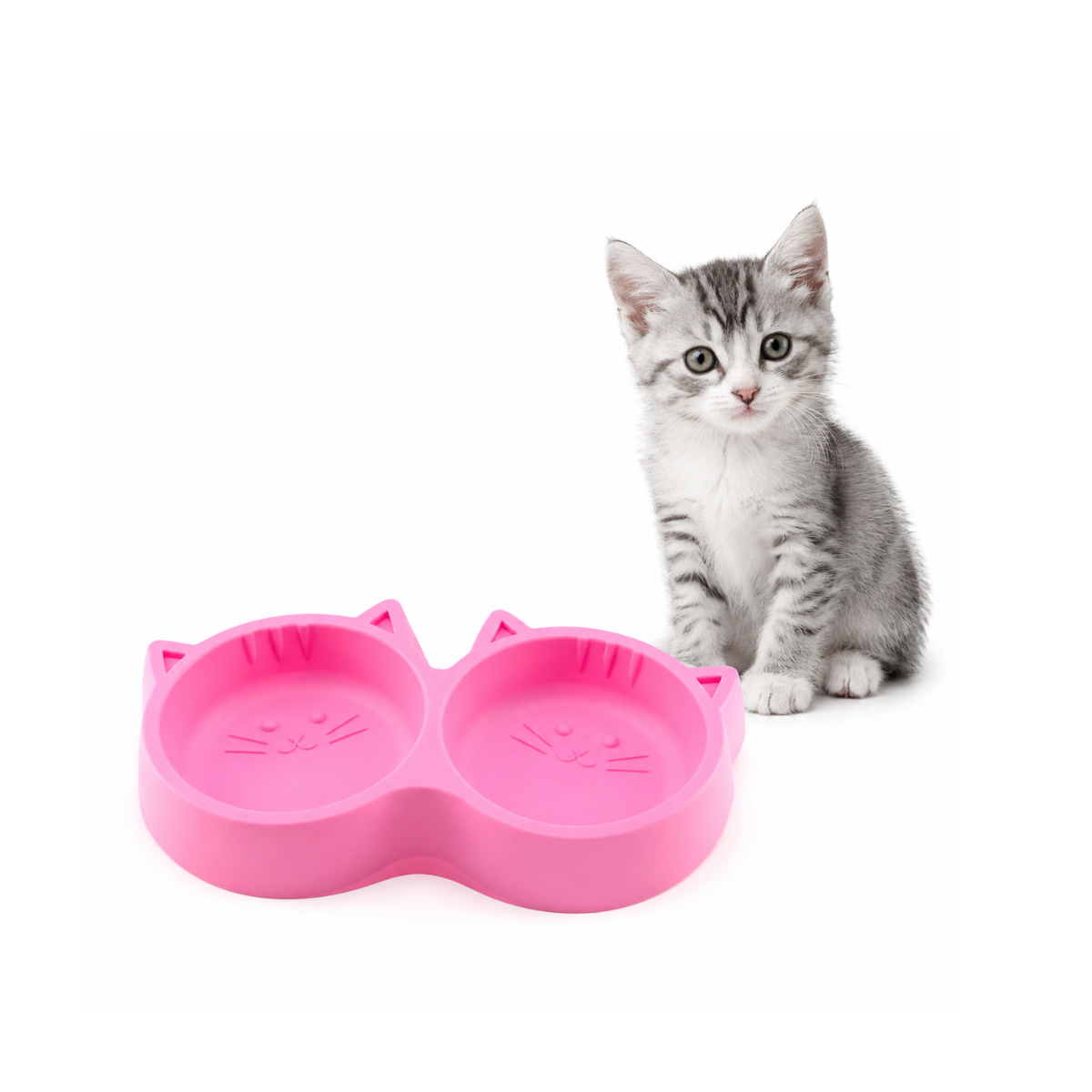 Plato Doble Bebedero Comedero Gato Dispensador Comida Perros
