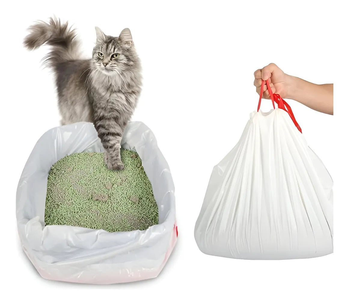 10 Bolsas Arena Para Gatos Con Cordon Bolsa Desechos Mascotas