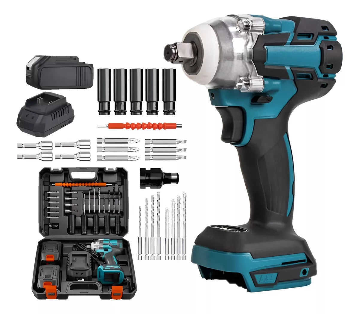 Kit Taladro Llave De Impacto Destornillador Inalambrico 68v