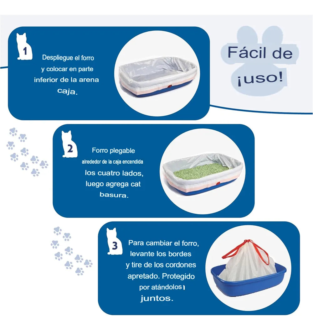 10 Bolsas Arena Para Gatos Con Cordon Bolsa Desechos Mascotas