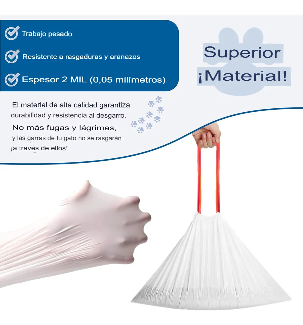 10 Bolsas Arena Para Gatos Con Cordon Bolsa Desechos Mascotas