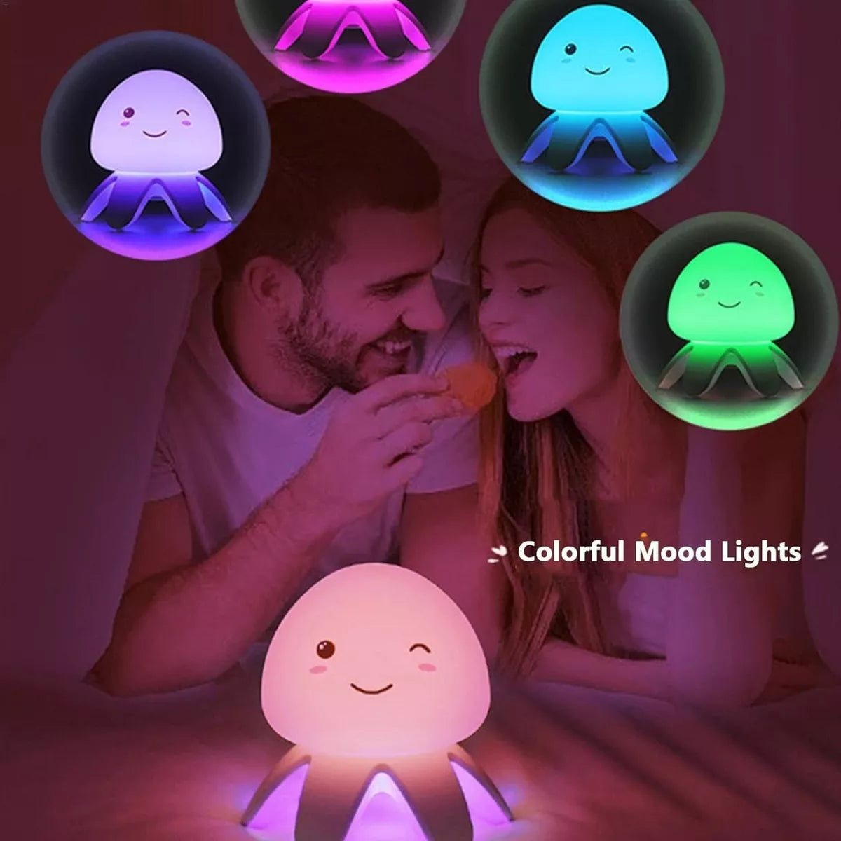 Lampara Led Silicona Medusa Luz Lamparas De Mesa Recargable