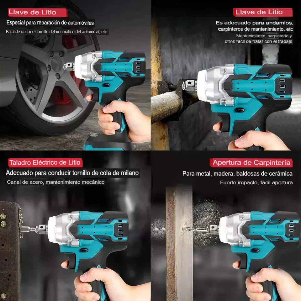 Kit Taladro Llave De Impacto Destornillador Inalambrico 68v