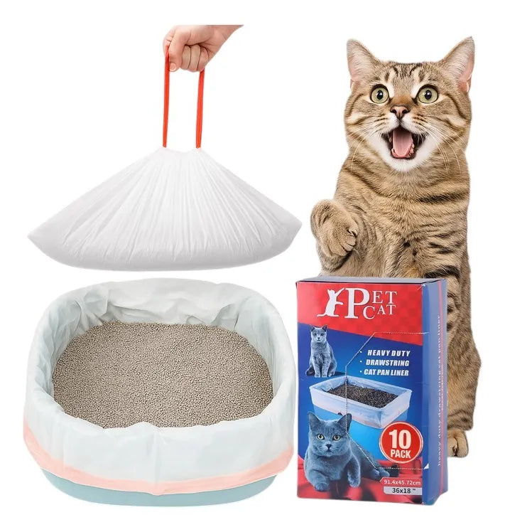 10 Bolsas Arena Para Gatos Con Cordon Bolsa Desechos Mascotas