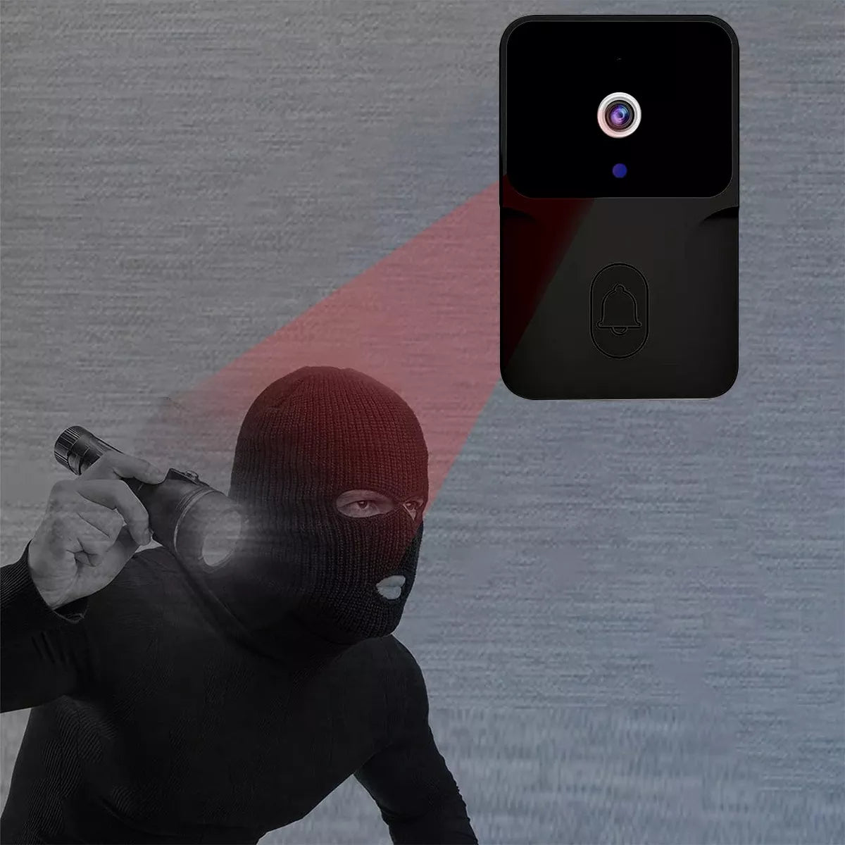 Timbre Inalámbrico Exterior Wifi Cámara 1080p Casa Seguridad Color Negro