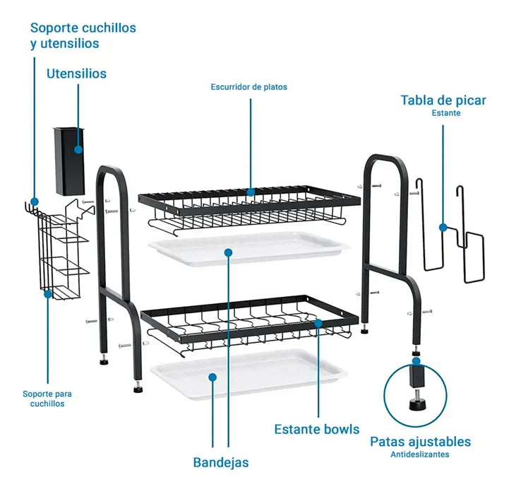 Secador Escurridor De Loza Seca Platos Organizador Cocina