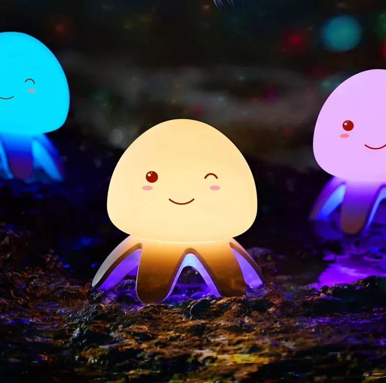 Lampara Led Silicona Medusa Luz Lamparas De Mesa Recargable
