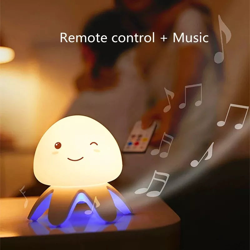 Lampara Led Silicona Medusa Luz Lamparas De Mesa Recargable