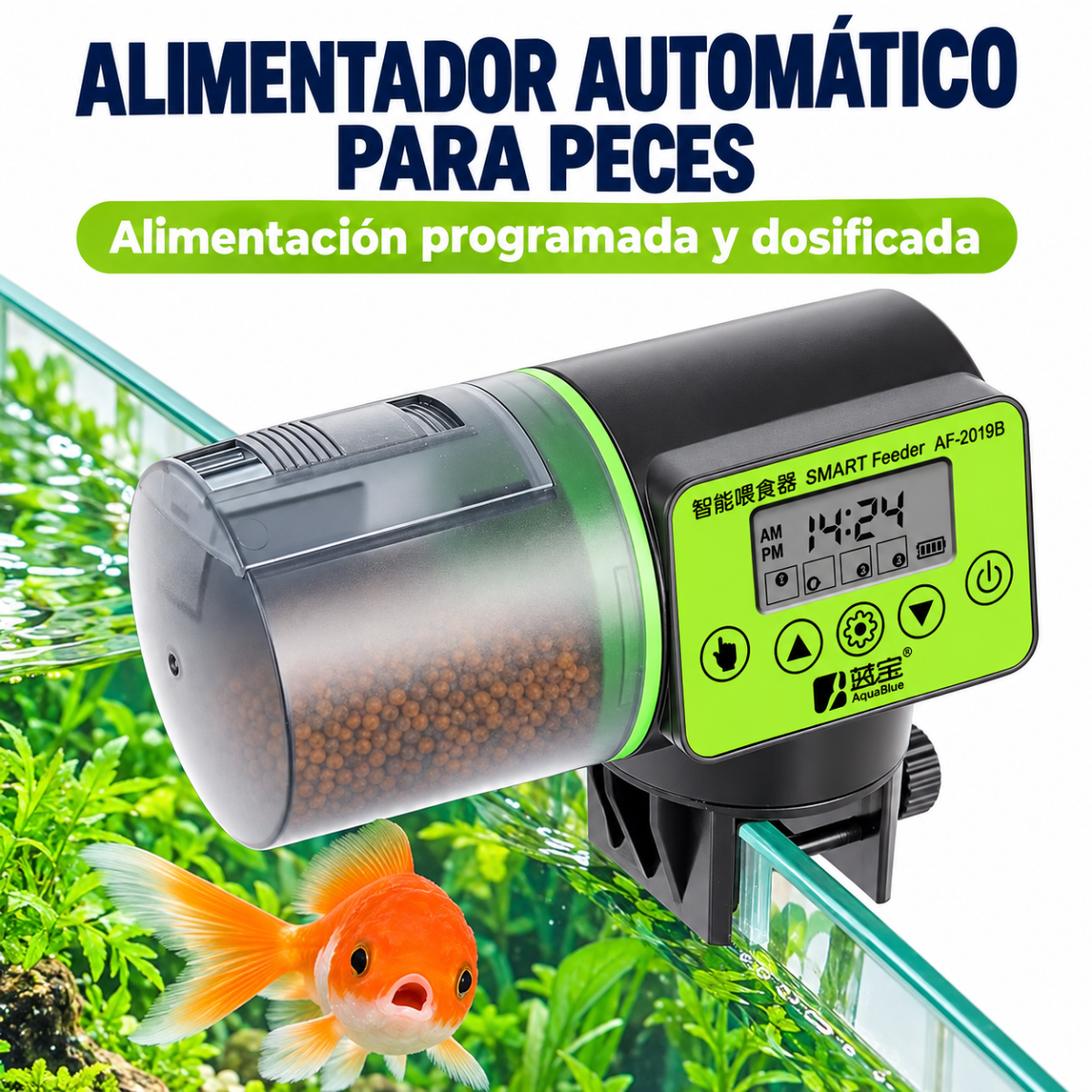 Dispensador Alimento Automatico Para Peces Acuario Pecera